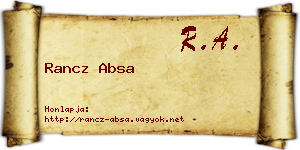 Rancz Absa névjegykártya